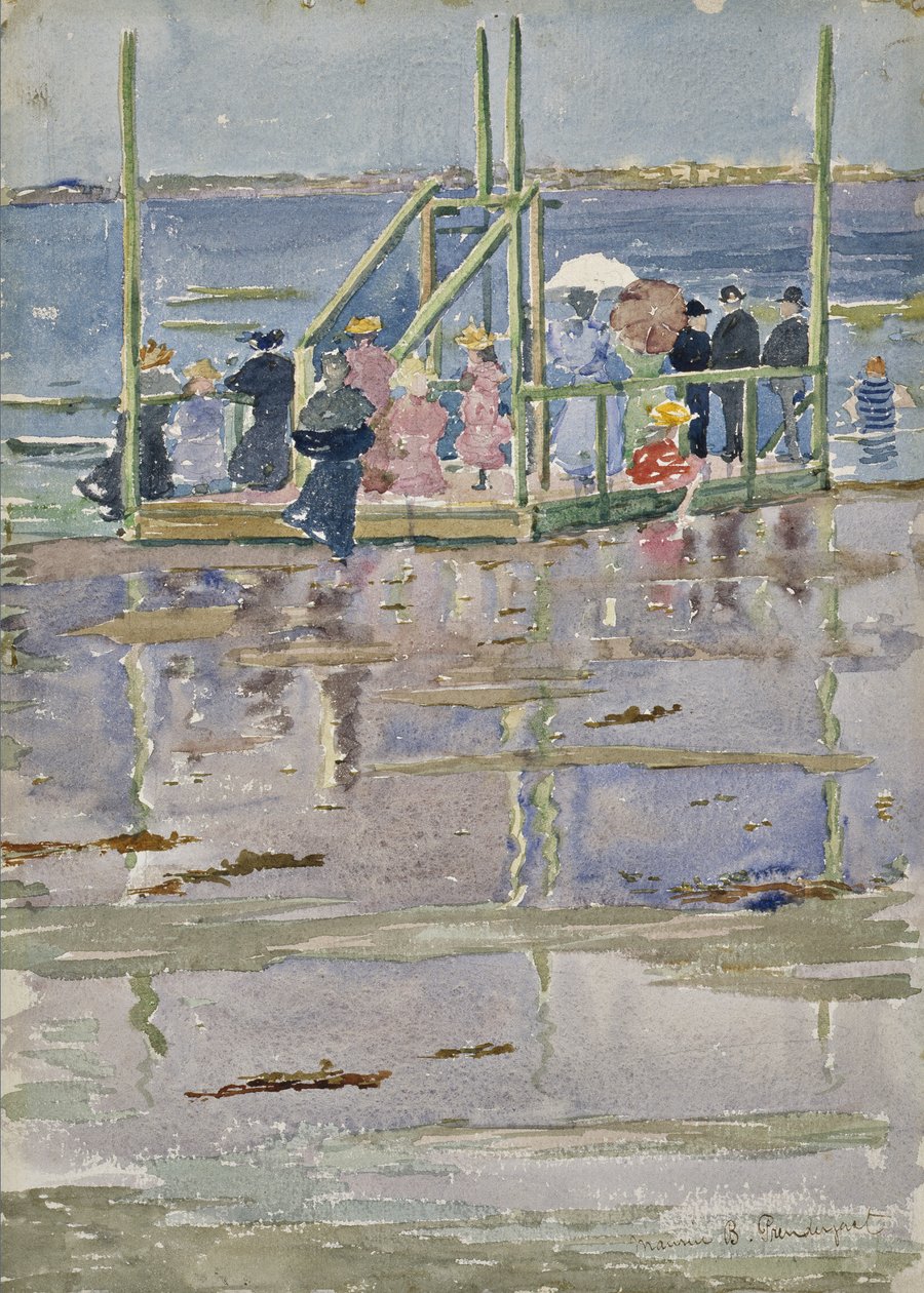 Float at Tide, Revere Beach, 1896-1897 (wc és grafit szőtt papíron) alkotó: Maurice Brazil Prendergast