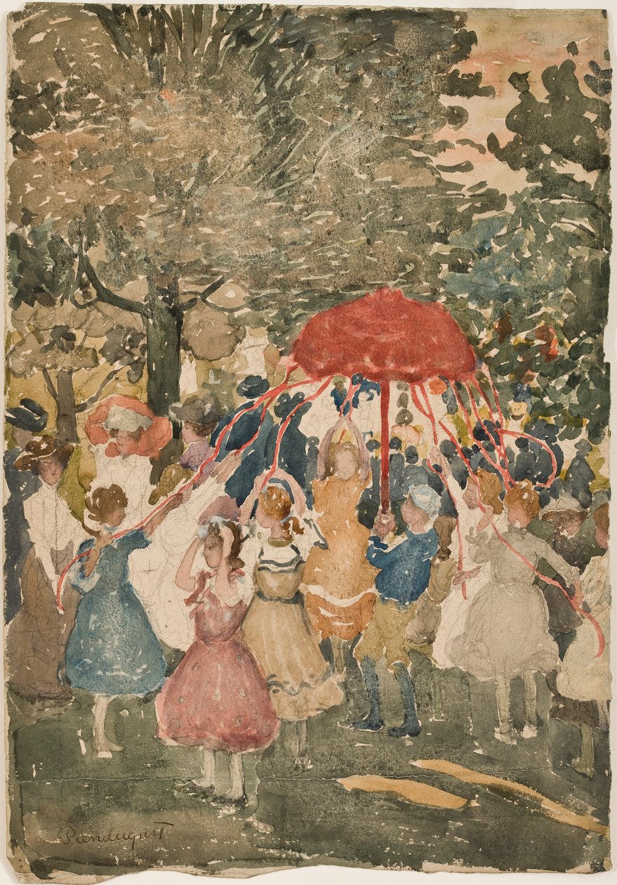 Májusfa, 1902 (wc ceruza fölött papíron) alkotó: Maurice Brazil Prendergast