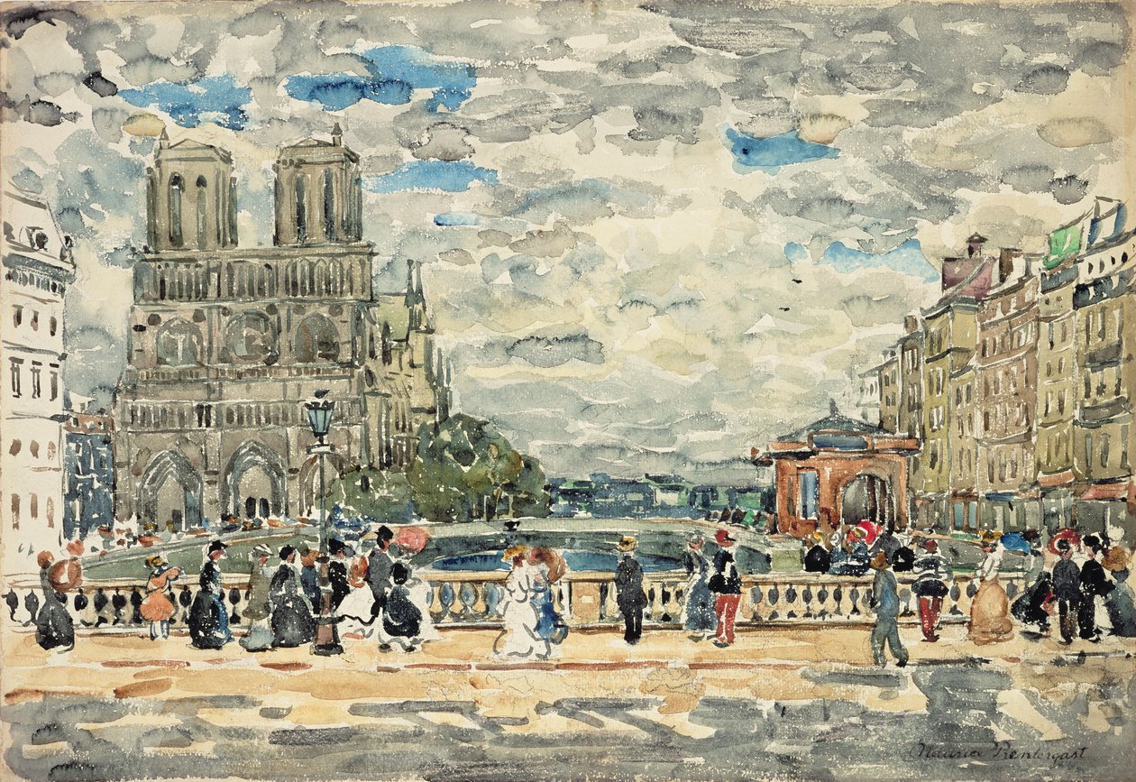 Notre Dame (wc és gouache grafit felett papíron) alkotó: Maurice Brazil Prendergast