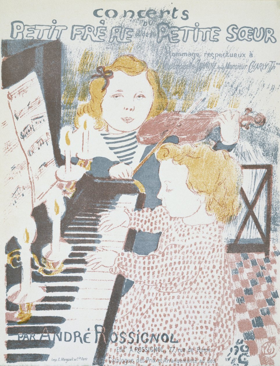 Concerts pour le petit frere et la petite soeur (Kottaborító André Rossignols Koncert egy fiatal testvérnek), 1903 (színes litográfia) alkotó: Maurice Denis