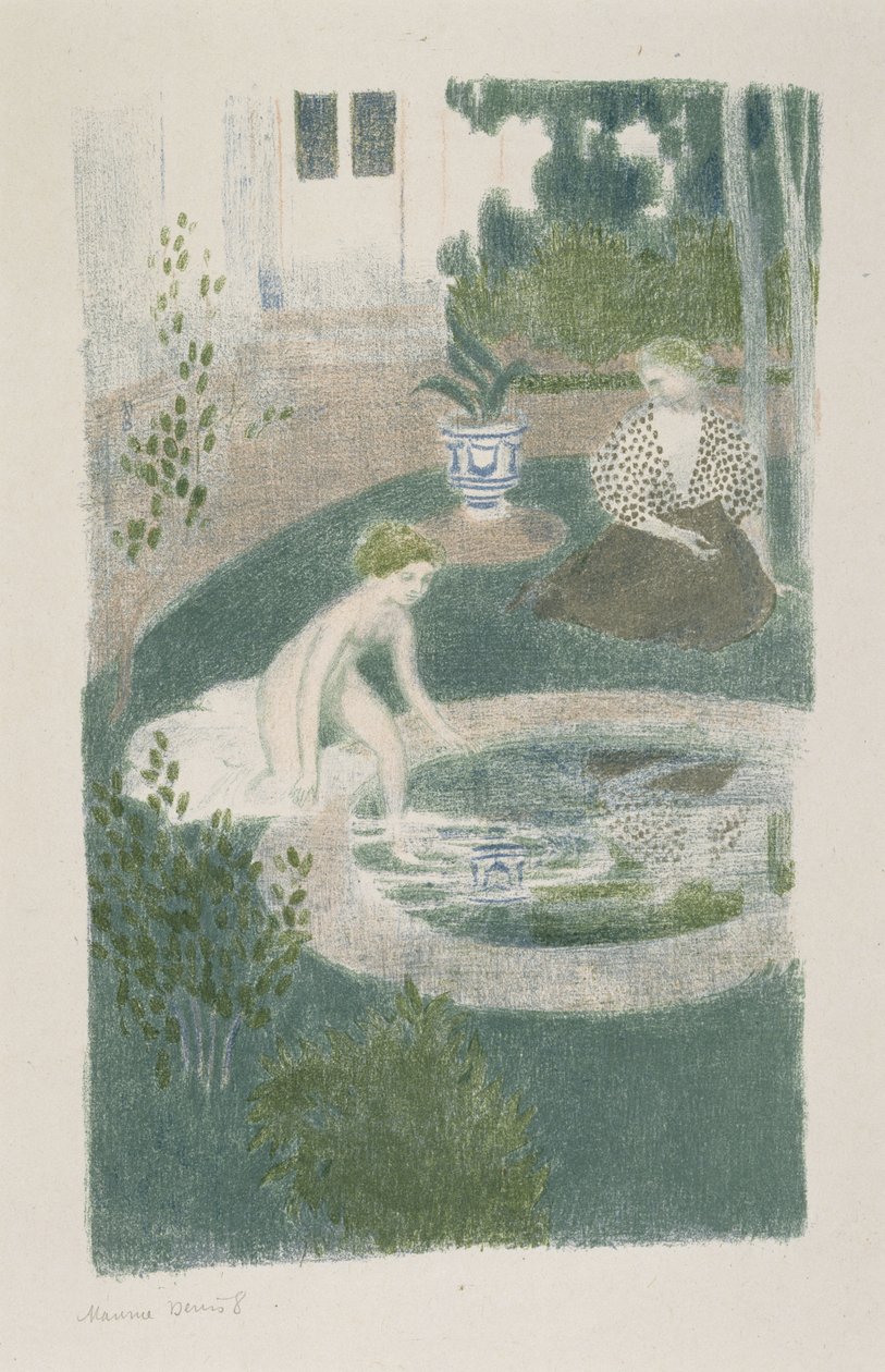 Tükörkép a szökőkútban, 1897 (színes litográfia) alkotó: Maurice Denis
