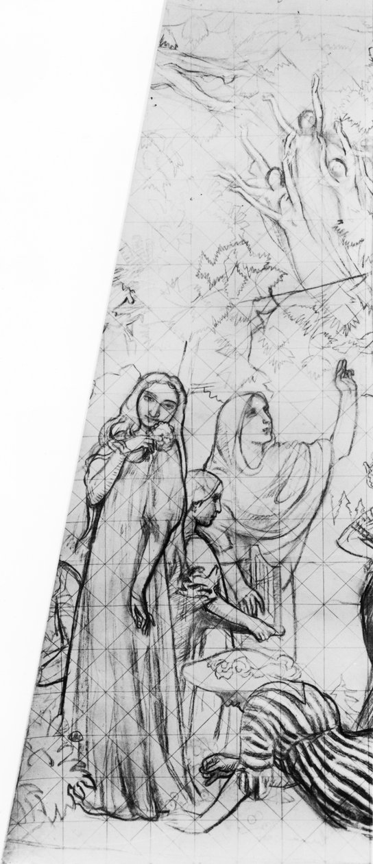 Melisande, részlet a Theatre des Champs-Elysees mennyezeti tervéből, Párizs, 1912 (szén és kréta papíron) alkotó: Maurice Denis
