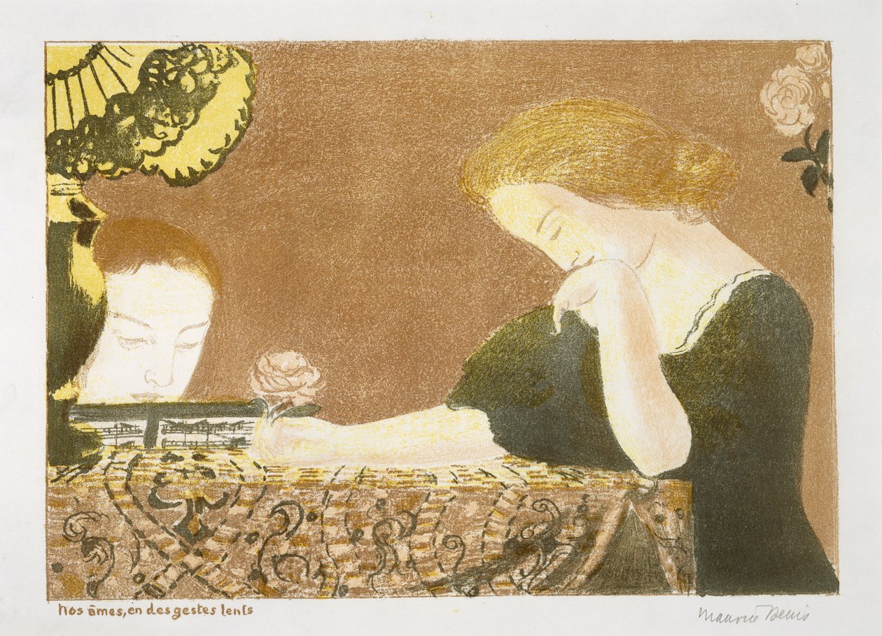 Lelkünk, lassú mozdulatokban, 1892-99 (színes litó szőtt papíron) alkotó: Maurice Denis
