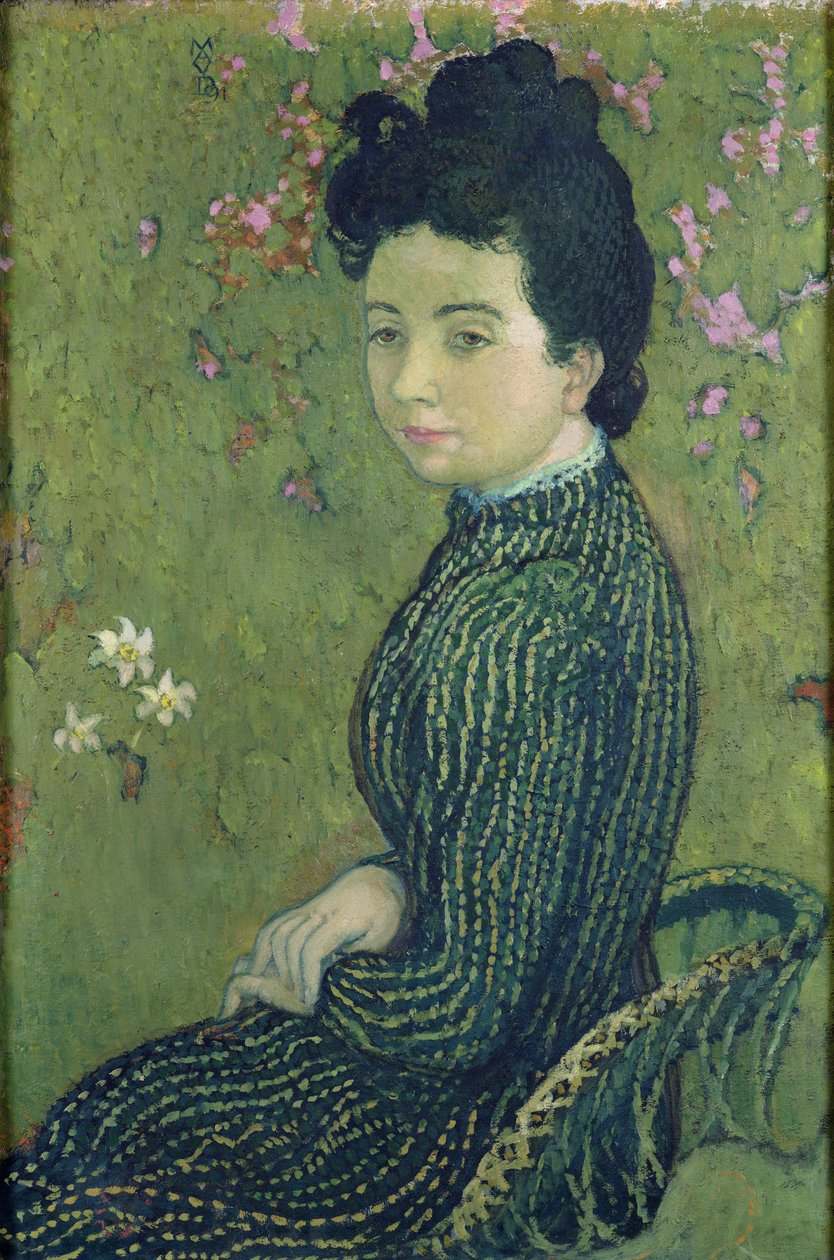 Eva Meurier portréja zöld ruhában, 1891 alkotó: Maurice Denis
