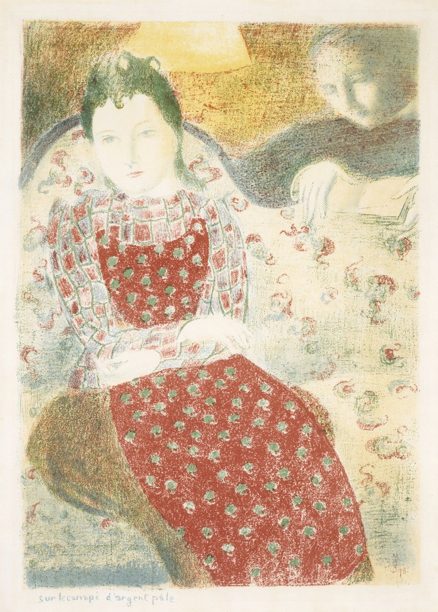Sur le Canape dargent Pale (A halványezüst kanapén), 1898 (színes litográfia szőtt papíron) alkotó: Maurice Denis