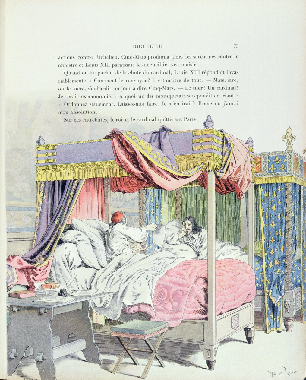 Armand-Jean du Plessis, Richelieu bíboros (1585-1642) és Louis XIII (1601-1643), Theodore Camu illusztrációja Richelieu életéből, 1910 alkotó: Maurice Leloir