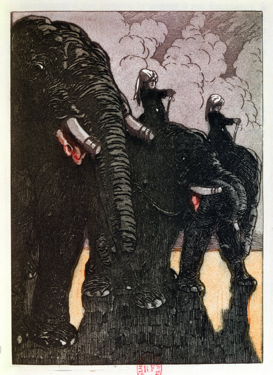 A királynő őrsége, illusztráció Rudyard Kipling (1865-1936) „A dzsungel könyvéből” Párizsban, 1930 alkotó: Maurice de Becque