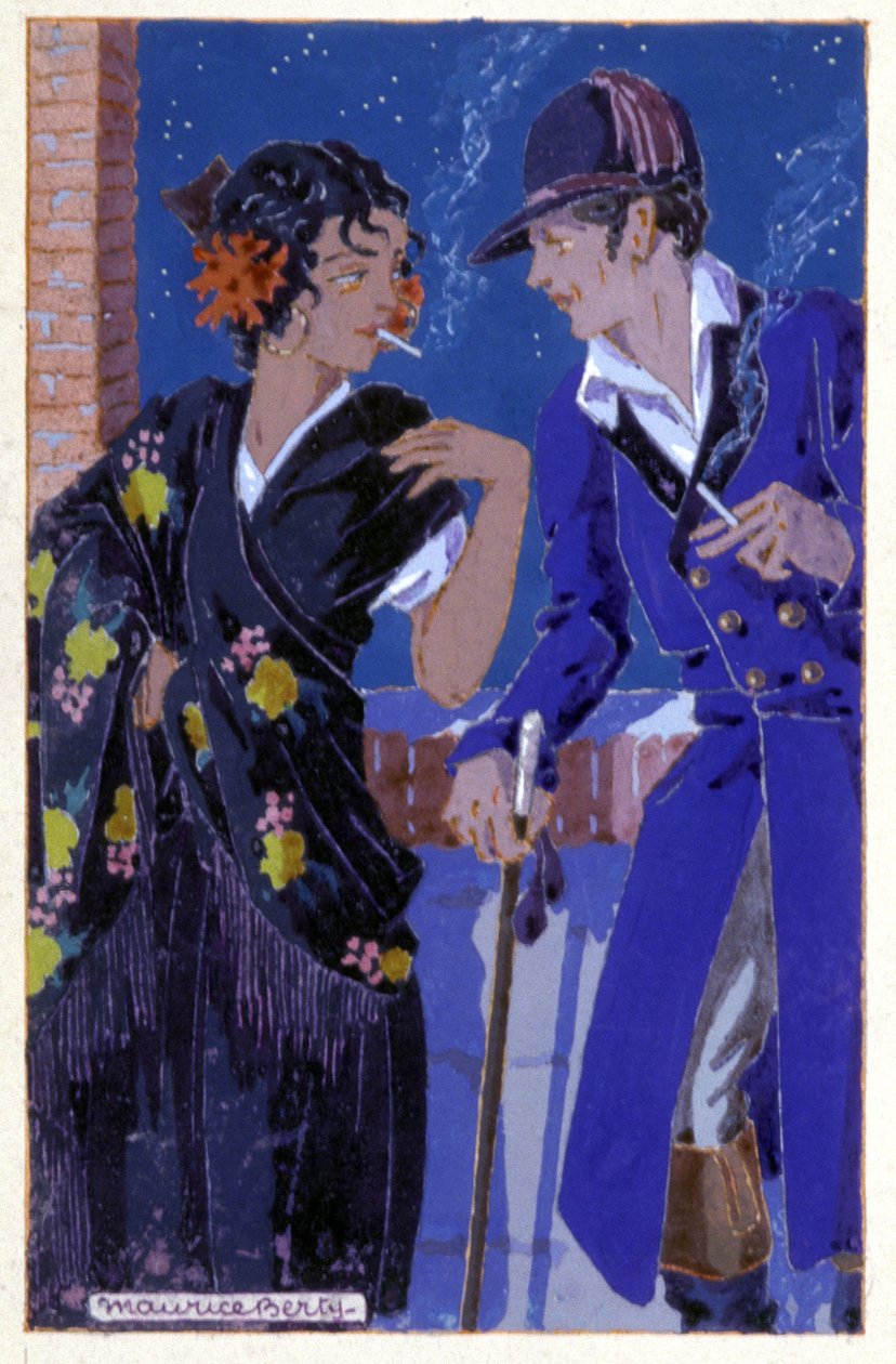 Don Jose és Carmen dohányzik, c. 1930 (illusztráció) alkotó: Maurice Berty