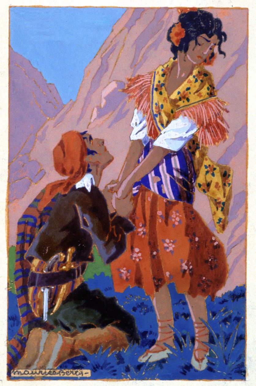 Don Jose és Carmen találkozása, c. 1930 (illusztráció) alkotó: Maurice Berty