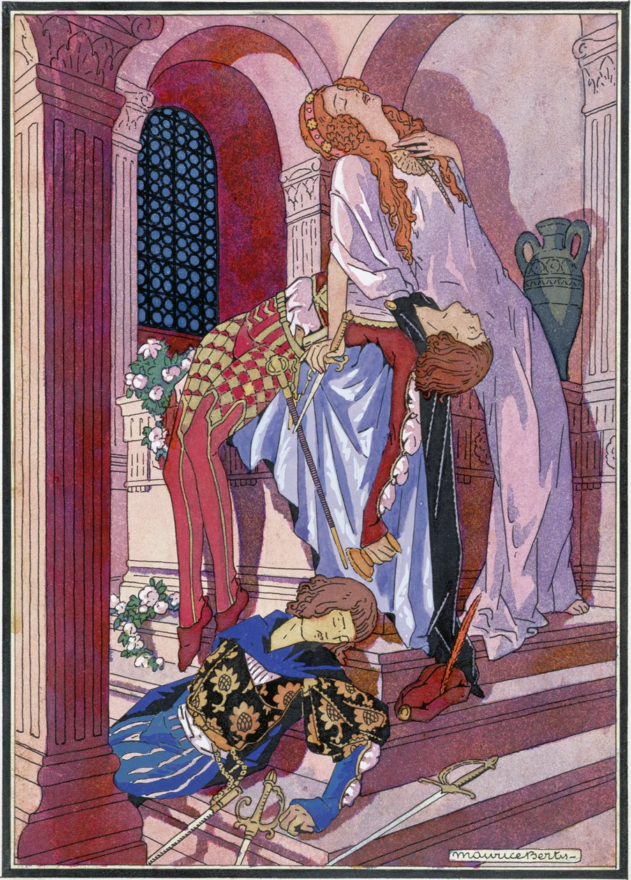 Rómeó és Júlia halála, William Shakespeare (1564-1616) darabjának utolsó jelenete (litó) alkotó: Maurice Berty