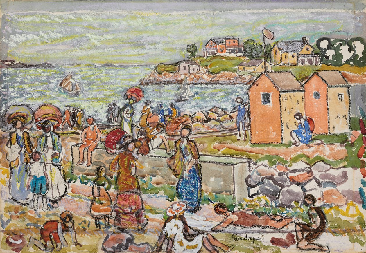 Fürdősök és babakocsik, 1919 körül alkotó: Maurice Brazil Prendergast