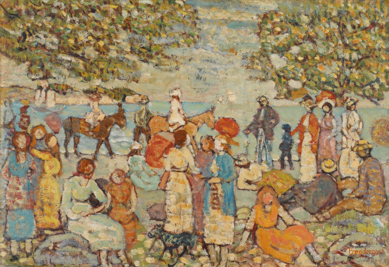 Tengerparti jelenet szamarakkal (vagy öszvérekkel) alkotó: Maurice Brazil Prendergast