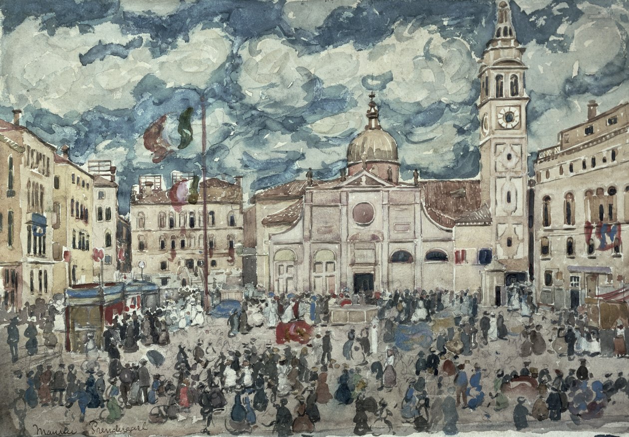 Santa Maria Formosa Field, Velence, 1898 körül alkotó: Maurice Brazil Prendergast