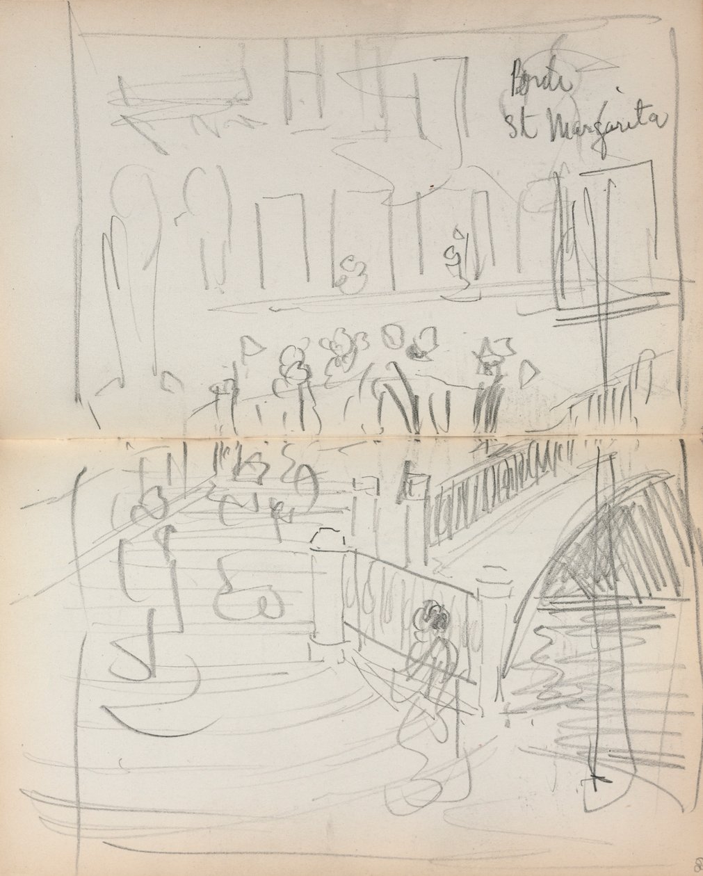 Olasz vázlatfüzet: Bridge St. Margarita 67. és 68. oldal, 1898-1899. alkotó: Maurice Brazil Prendergast