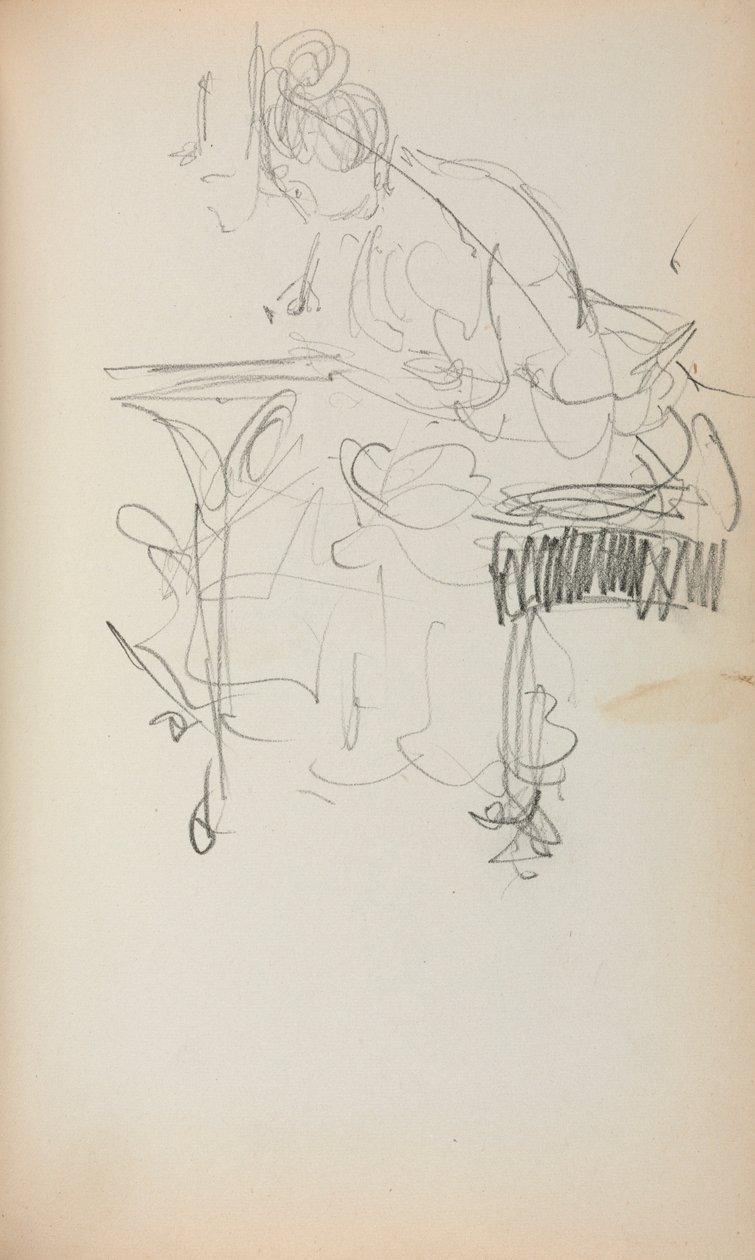 Olasz vázlatfüzet: Ülő nő varró 153. oldal, 1898-1899. alkotó: Maurice Brazil Prendergast