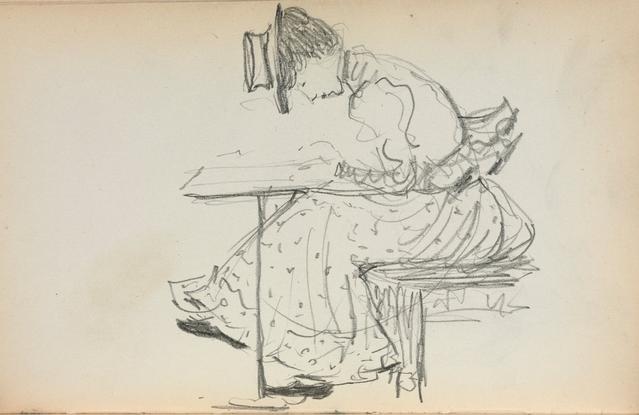 Olasz vázlatfüzet: Ülő nő 107. oldal, 1898-1899. alkotó: Maurice Brazil Prendergast