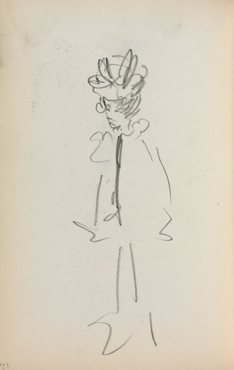 Olasz vázlatfüzet: Álló nő 34 Lásd a 126. oldalt, 1898-1899. alkotó: Maurice Brazil Prendergast
