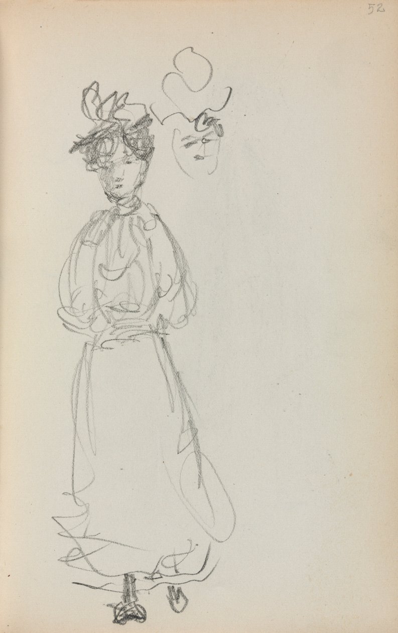 Olasz vázlatfüzet: Álló nő, arc 52. oldal, 1898-1899. alkotó: Maurice Brazil Prendergast