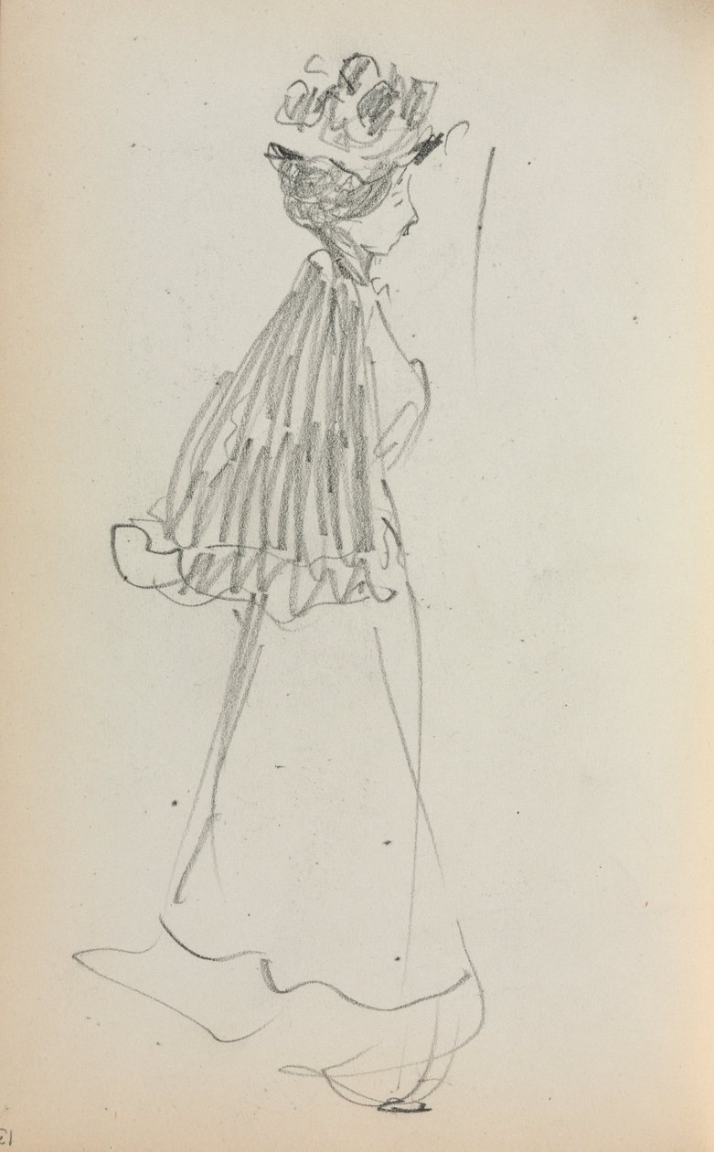 Olasz vázlatfüzet: Álló nő a profilban 130. oldal, 1898-1899. alkotó: Maurice Brazil Prendergast