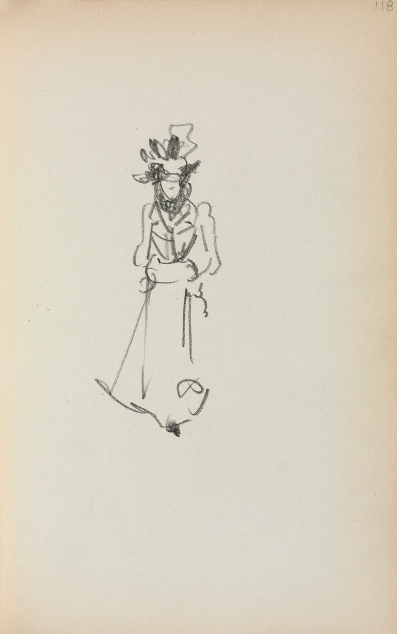 Olasz vázlatfüzet: Álló nő 118. oldal, 1898-1899. alkotó: Maurice Brazil Prendergast