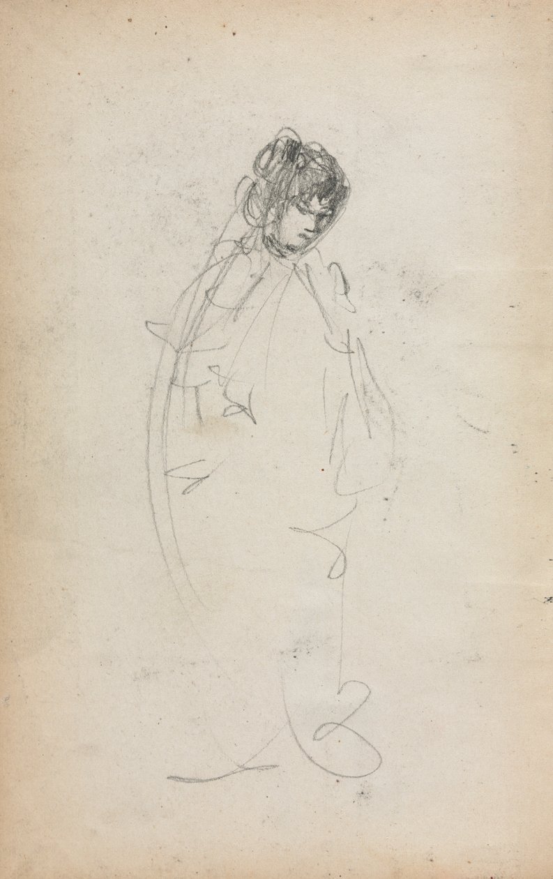 Olasz vázlatfüzet: Álló nő 1. oldal, 1898-1899. alkotó: Maurice Brazil Prendergast