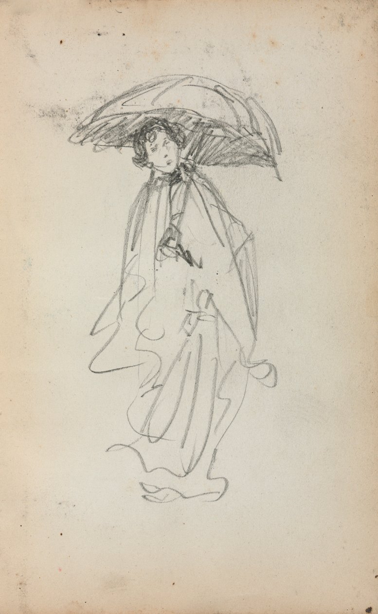 Olasz vázlatfüzet: Álló nő napernyővel 259. oldal, 1898-1899. alkotó: Maurice Brazil Prendergast