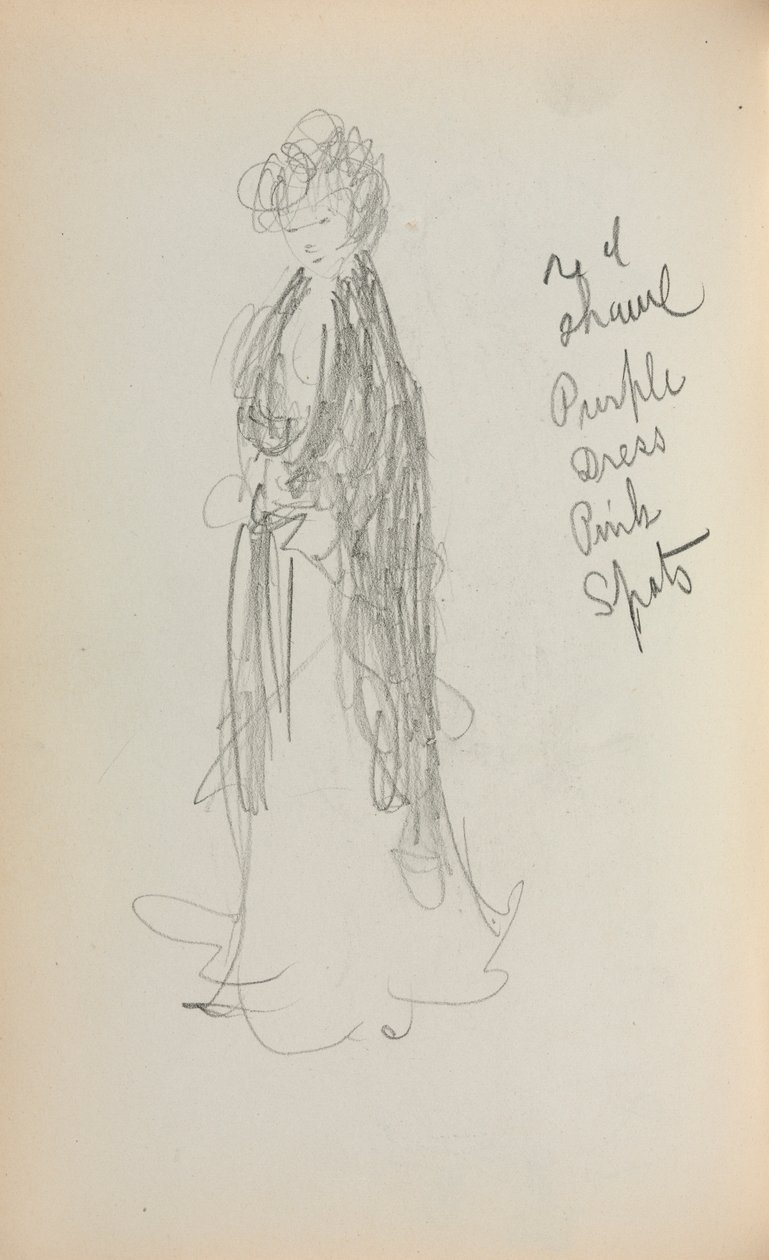 Olasz vázlatfüzet: Álló nő kendővel 53. oldal, 1898-1899. alkotó: Maurice Brazil Prendergast