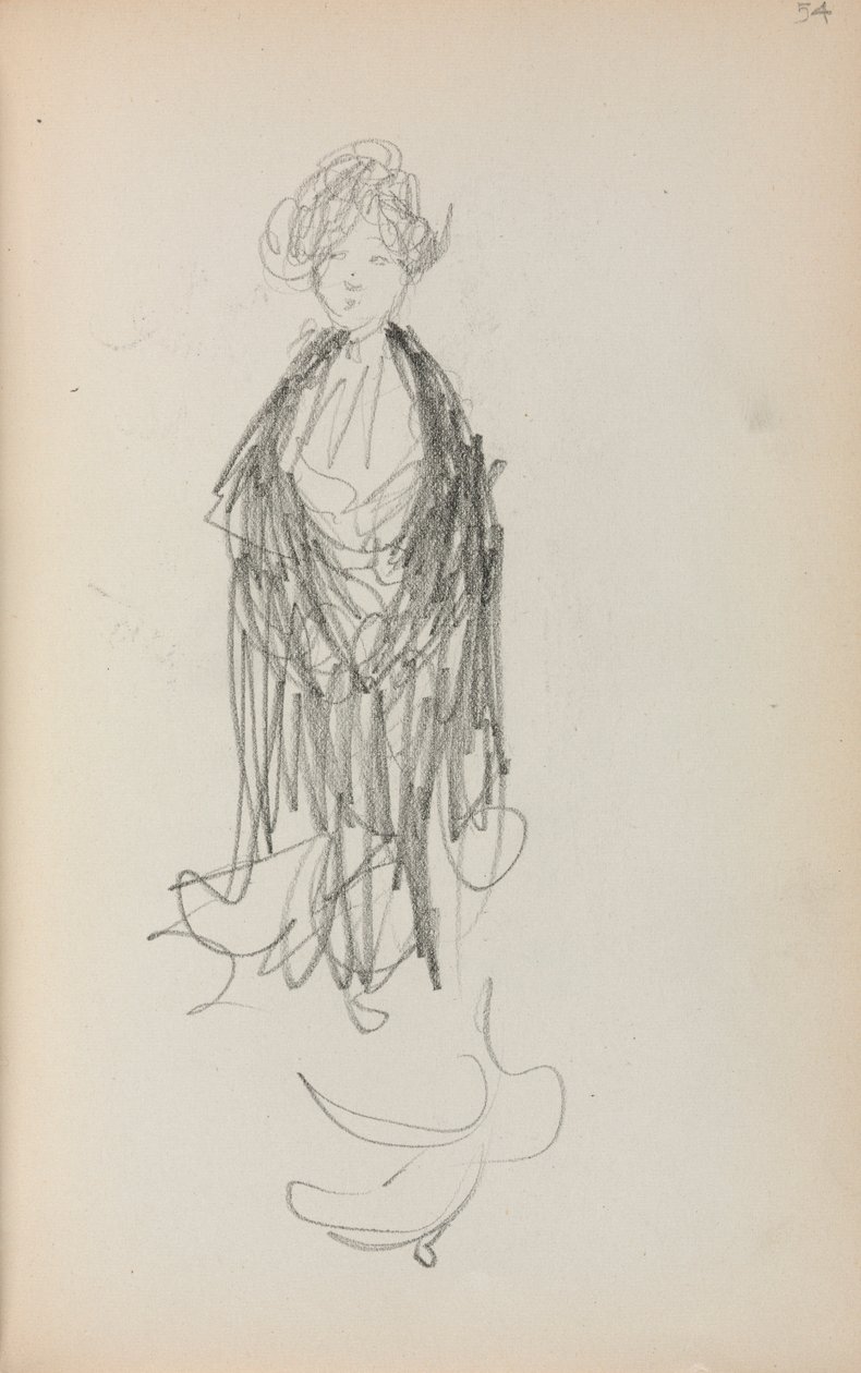 Olasz vázlatfüzet: Álló nő kendővel 54. oldal, 1898-1899. alkotó: Maurice Brazil Prendergast