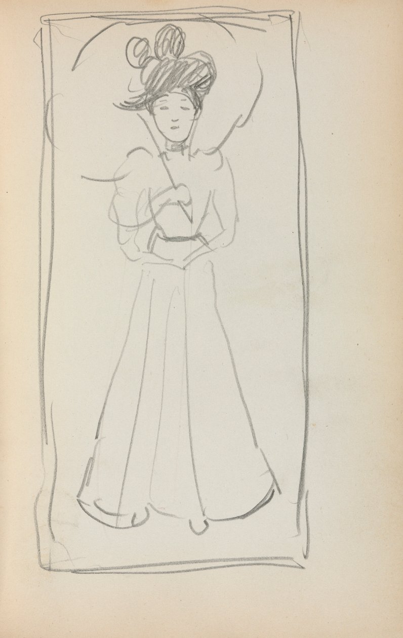 Olasz vázlatfüzet: Álló nő napernyővel 233. oldal, 1898-1899. alkotó: Maurice Brazil Prendergast