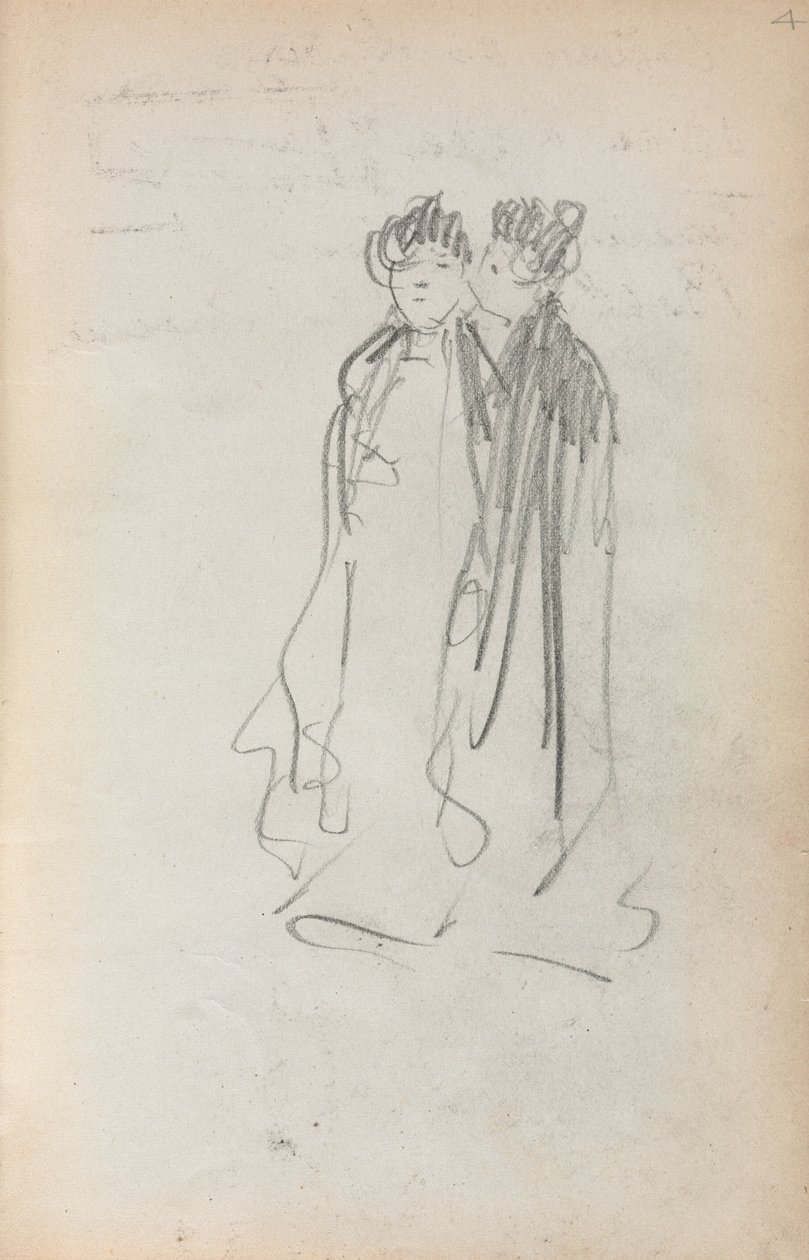 Olasz vázlatfüzet: Két álló nő 4. oldal, 1898-1899. alkotó: Maurice Brazil Prendergast