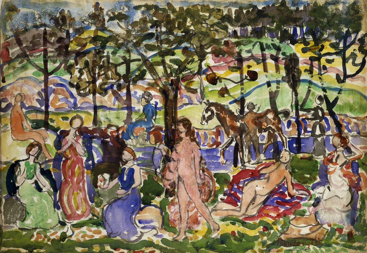 Park Scene, kb. 1915-1918. alkotó: Maurice Brazil Prendergast