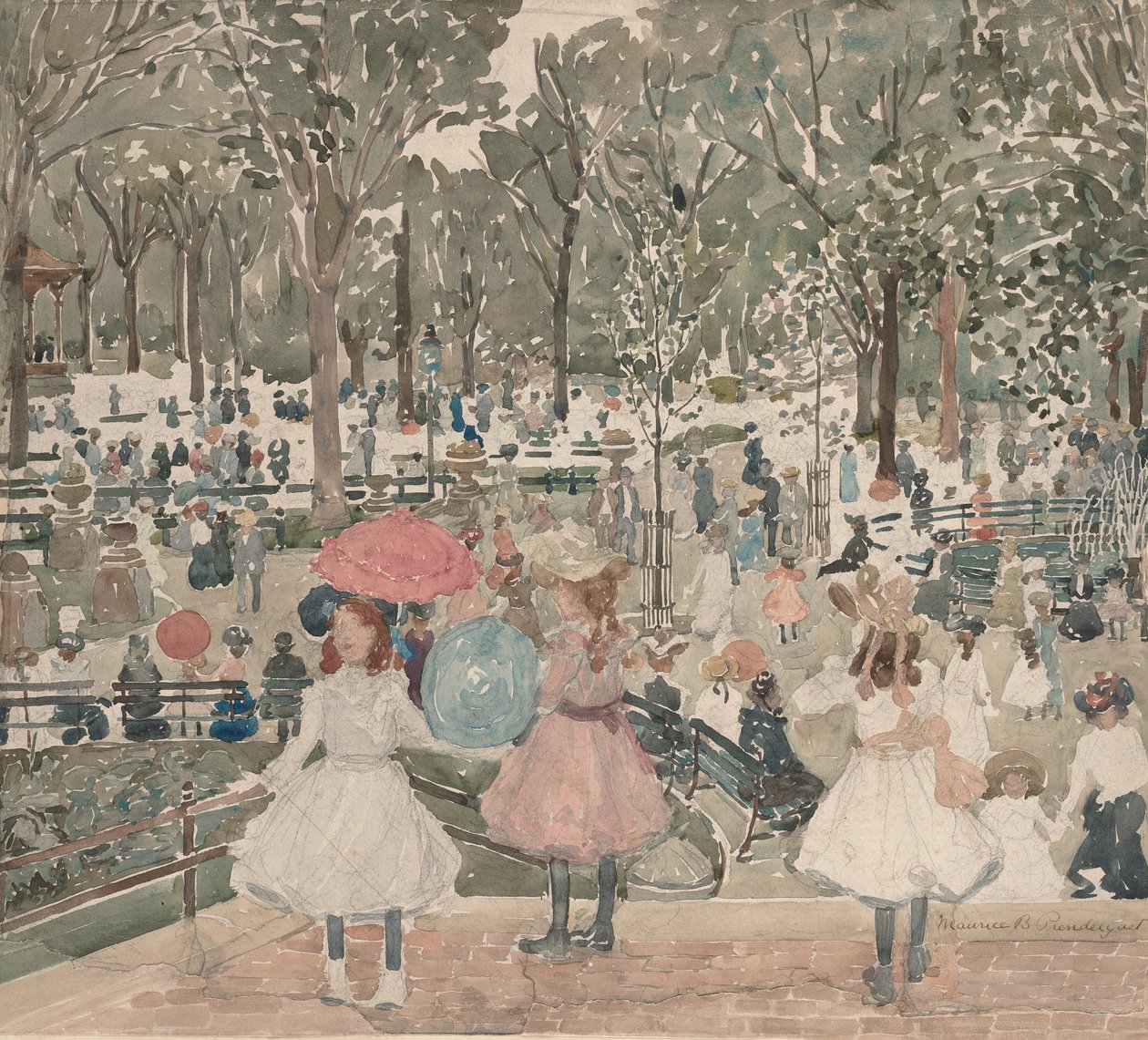 The Mall, Central Park, 19001903. alkotó: Maurice Brazil Prendergast