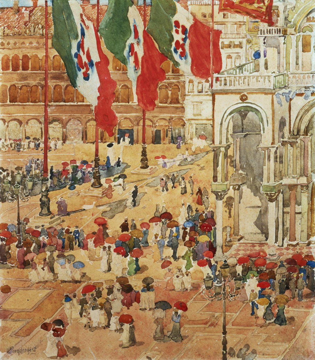 A Piazza of St. Marks, Velence alkotó: Maurice Brazil Prendergast