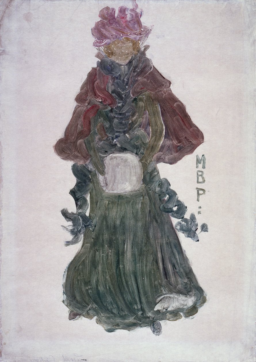 A vörös köpeny, 1900 körül (monotípia, papír) alkotó: Maurice Brazil Prendergast