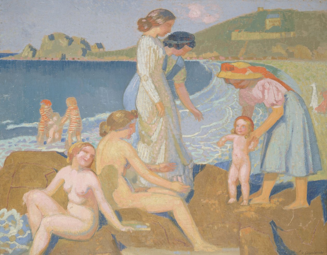 Fürdőzők Perros-Guirecben, kb. 1909-1912. alkotó: Maurice Denis