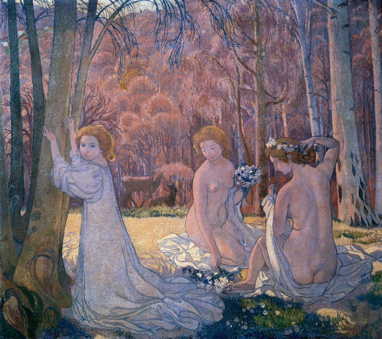Figurák a tavaszi tájban, a szent ligetben, 1897 alkotó: Maurice Denis