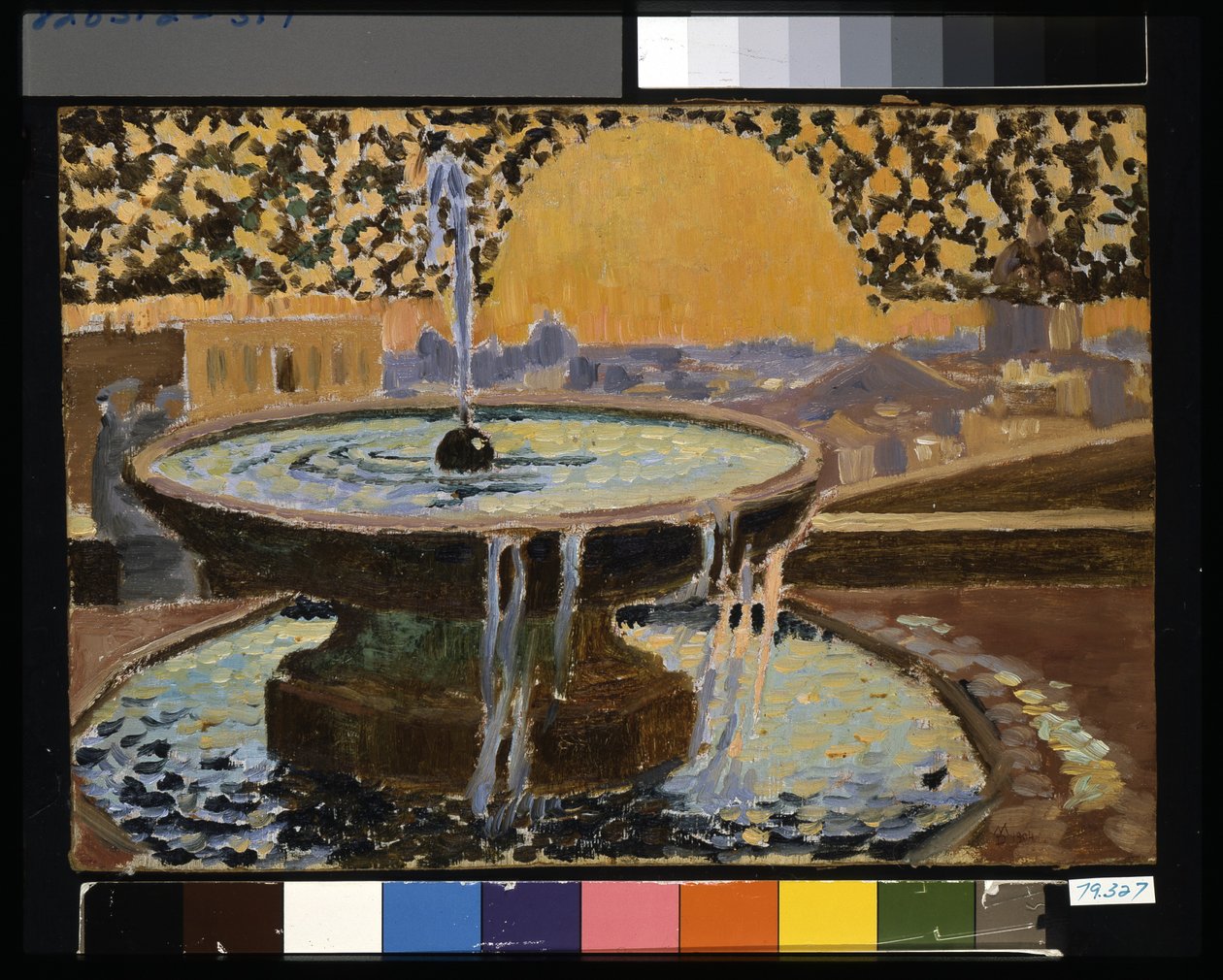 Szökőkút a Villa Mediciben (olaj réteges kartonon) alkotó: Maurice Denis