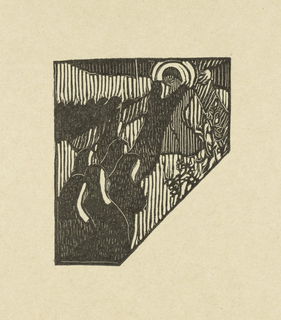 Illusztráció, amely Krisztust és a keresztet vivő apácákat ábrázolja egy verssel Paul Verlaine Sagesse című versesgyűjteményében Deux nouveau bois pour Sagess de Paul Verlaine L