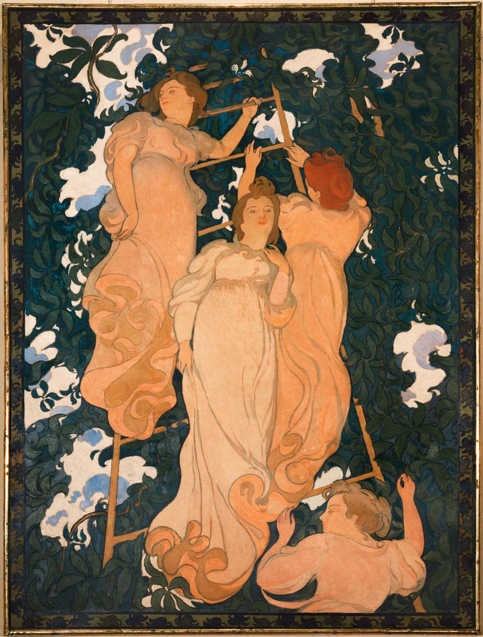 Létra a levelekben (festék kartonra) alkotó: Maurice Denis