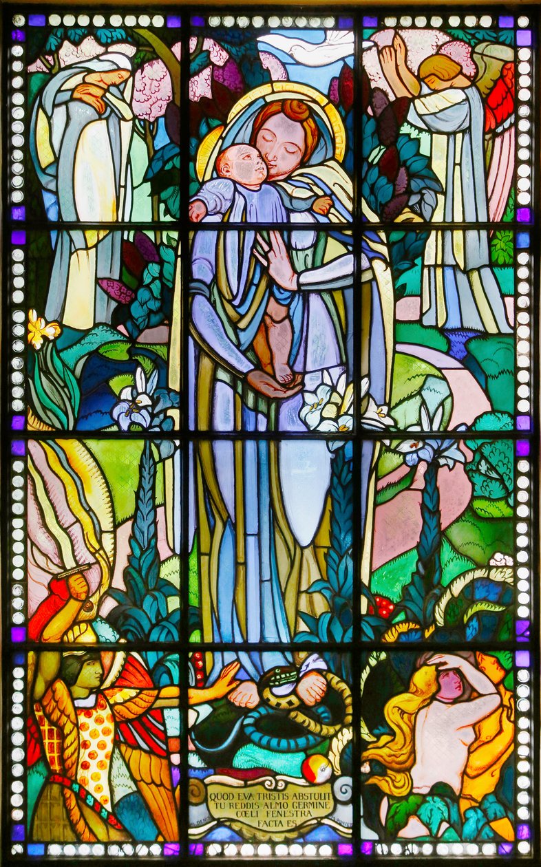Maurice Denis Múzeum, Saint Germain en Laye, Franciaország, Maurice Denis, Szűz és gyermek ólomüveg (festett üveg) alkotó: Maurice Denis