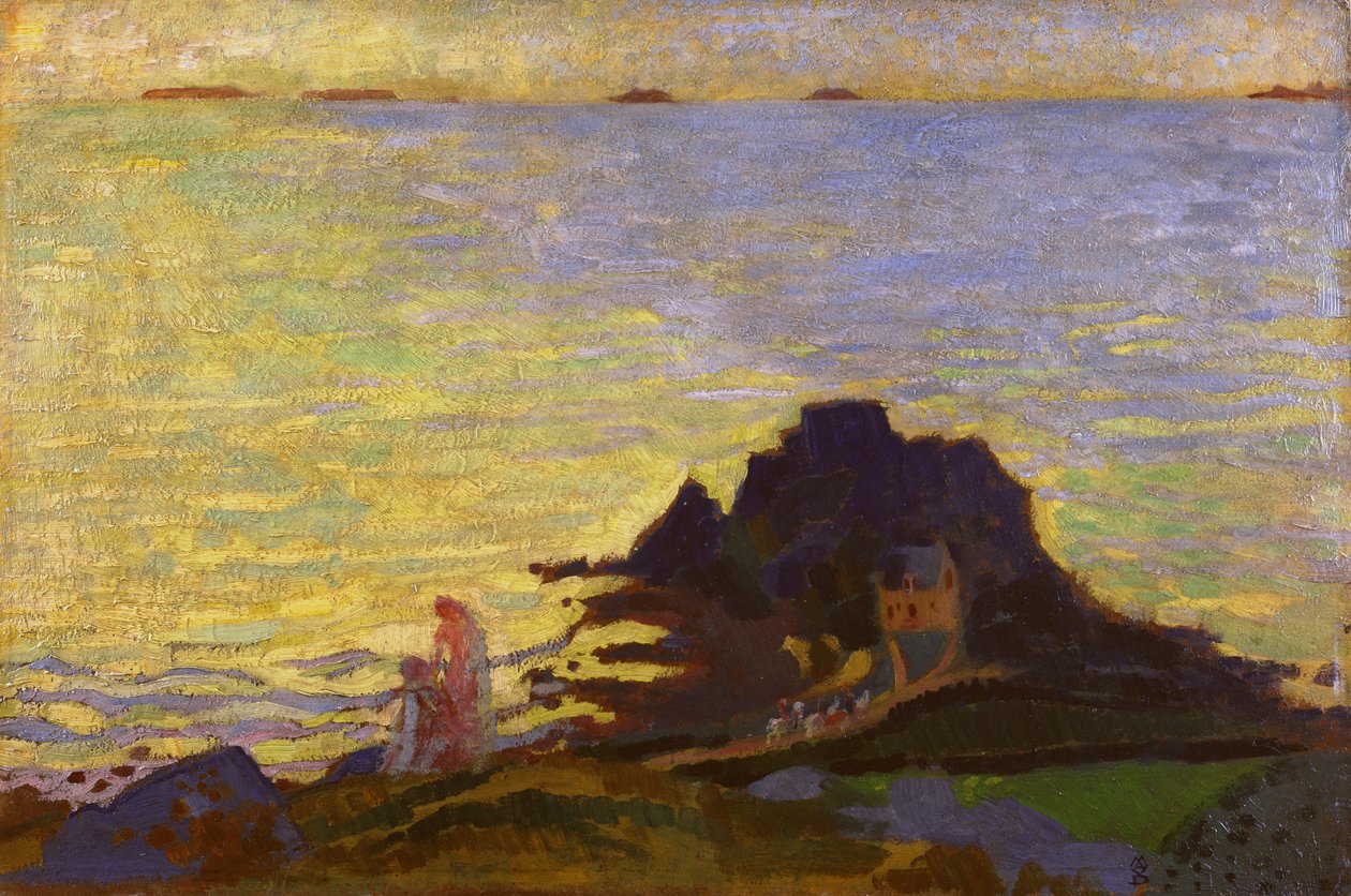 Anya és gyermeke egy sziklás kiemelkedés felett (olaj a kártyán) alkotó: Maurice Denis
