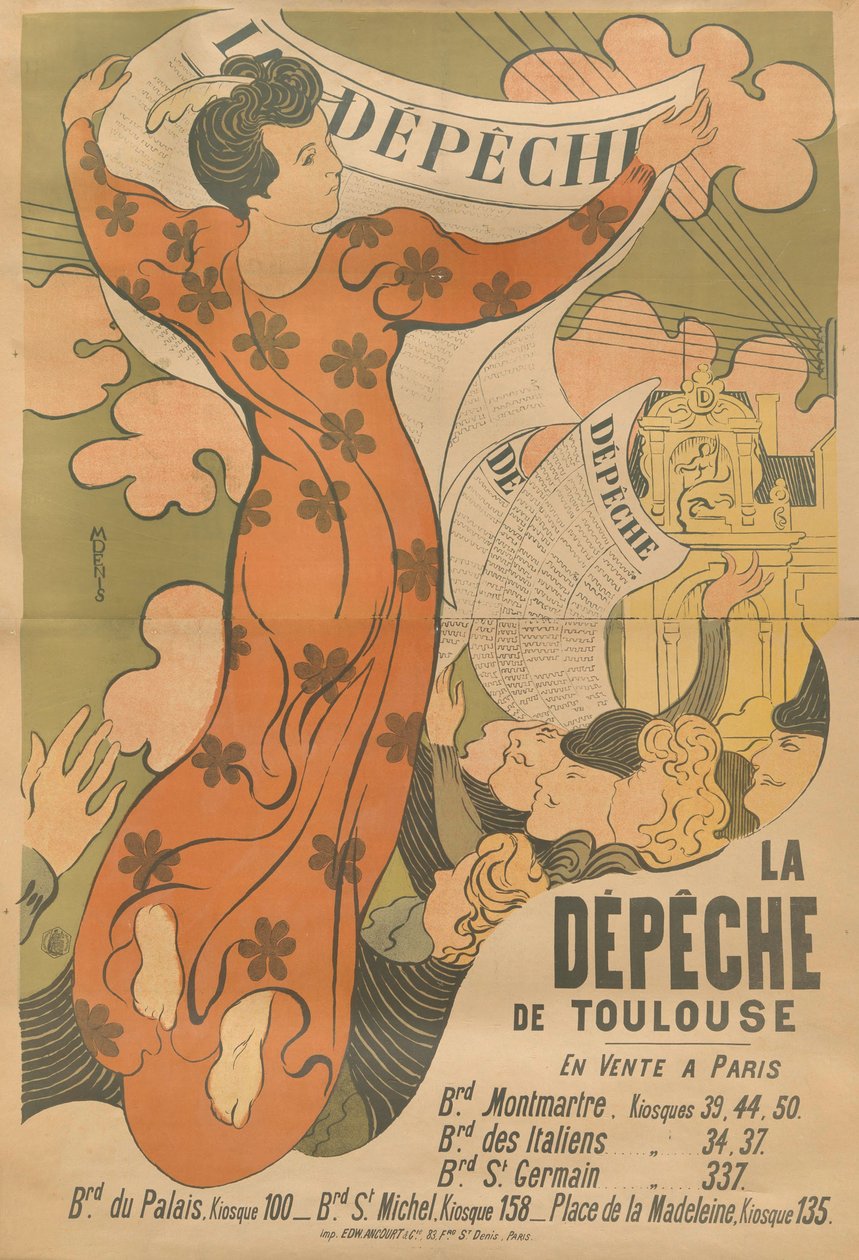 A La Dépêche de Toulouse című újság plakátja, 1892. alkotó: Maurice Denis