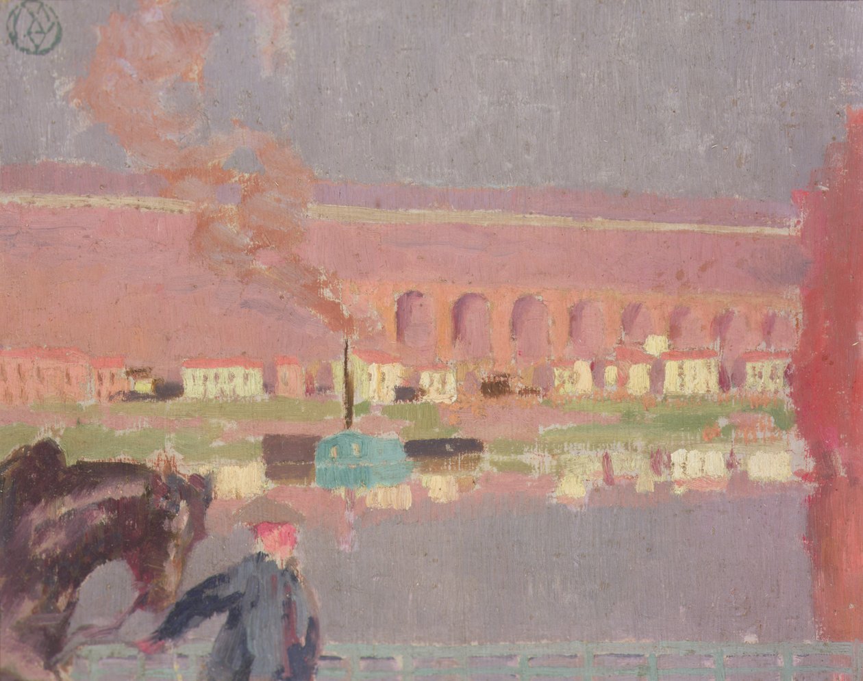 Pecq viadukt, a régi pecqi hídról nézve, 1898 körül (festmény) alkotó: Maurice Denis