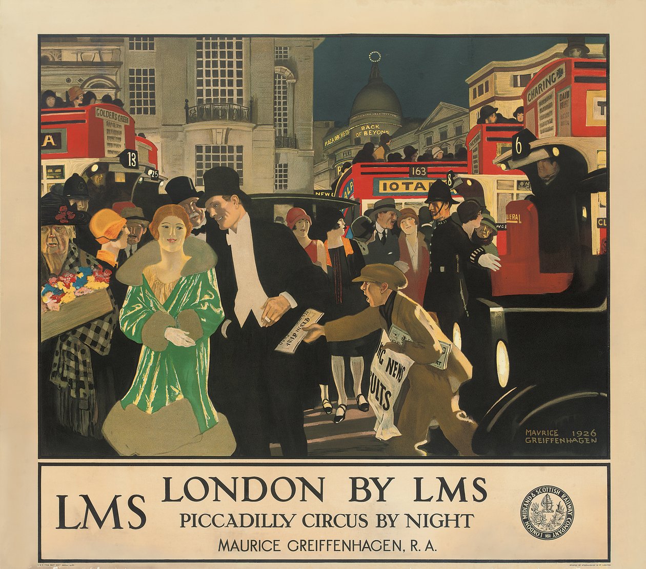 London – LMS, Piccadilly Circus – Night alkotó: Maurice Greiffenhagen