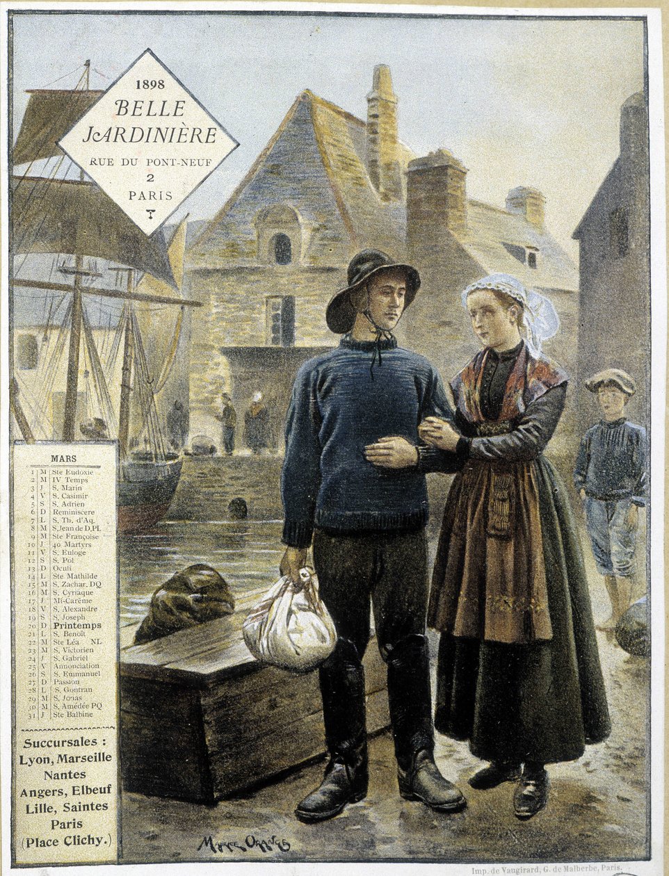 A breton halászok indulása Új-Fundlandra – bolti naptár” La Belle Jardinière”” alkotó: Maurice Henri Orange