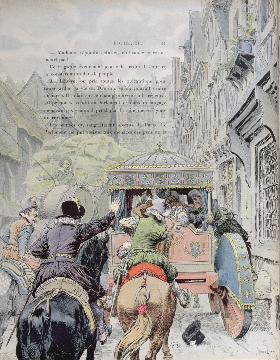 Henrik meggyilkolása Francois Ravaillac által a rue de la Ferronerie-n 1610. május 14-én, 1900 körül alkotó: Maurice Leloir