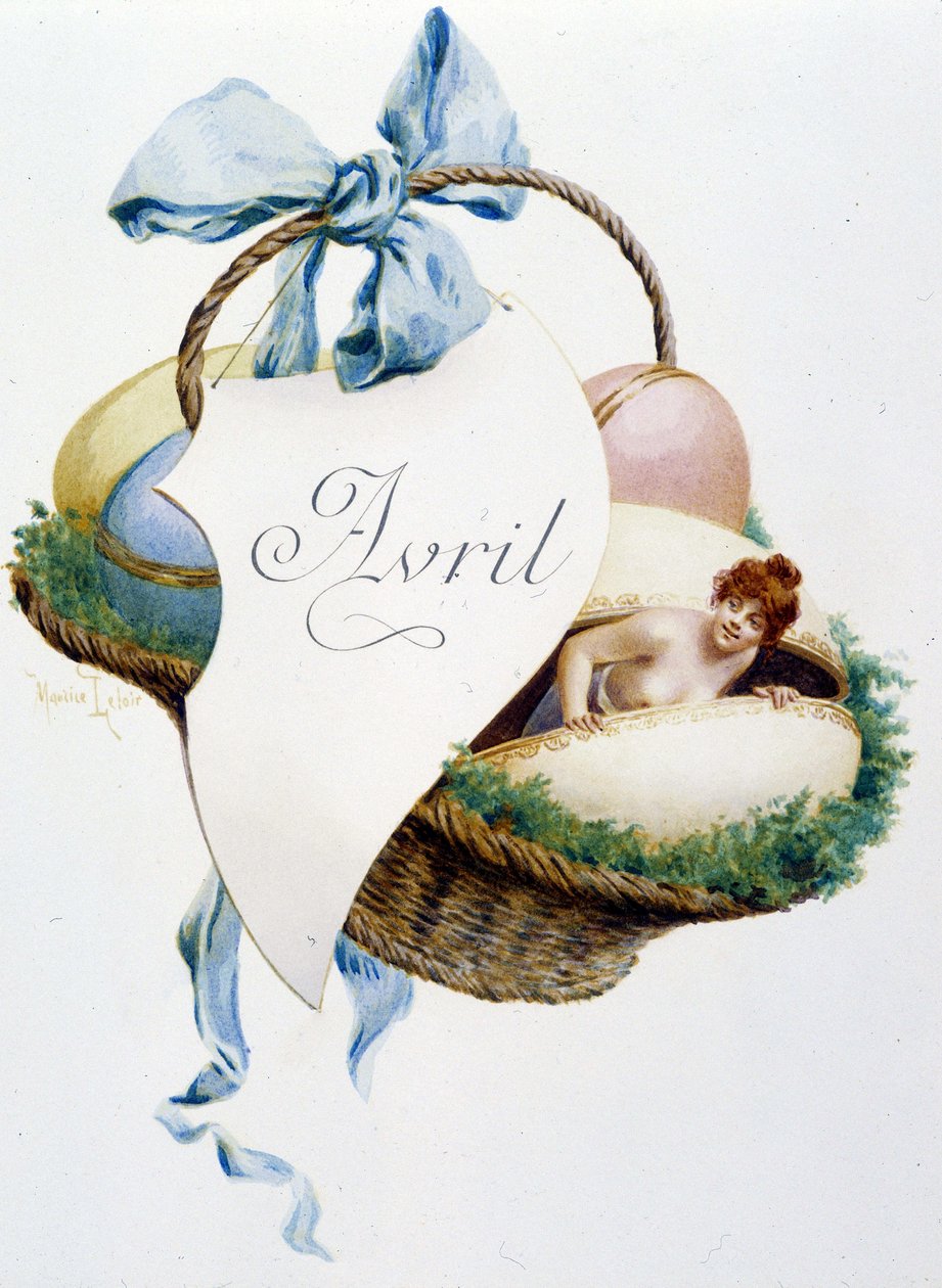 Április „A hónap dala” Jérôme Doucet, illusztráció - Maurice Leloir, szerk. Reims 1904. L. Michaud alkotó: Maurice Leloir