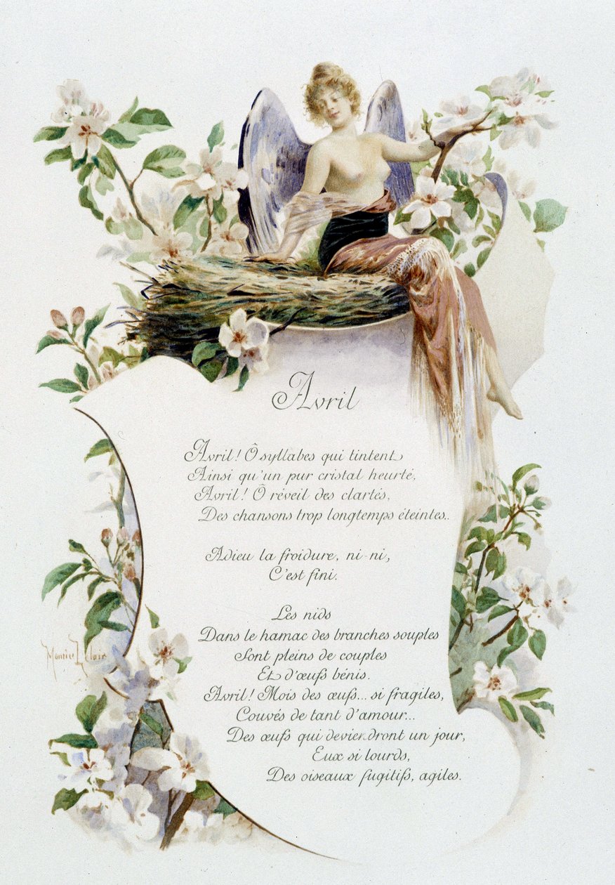 Április „A hónap dala” Jérôme Doucet, illusztráció - Maurice Leloir, szerk. Reims 1904. L. Michaud alkotó: Maurice Leloir