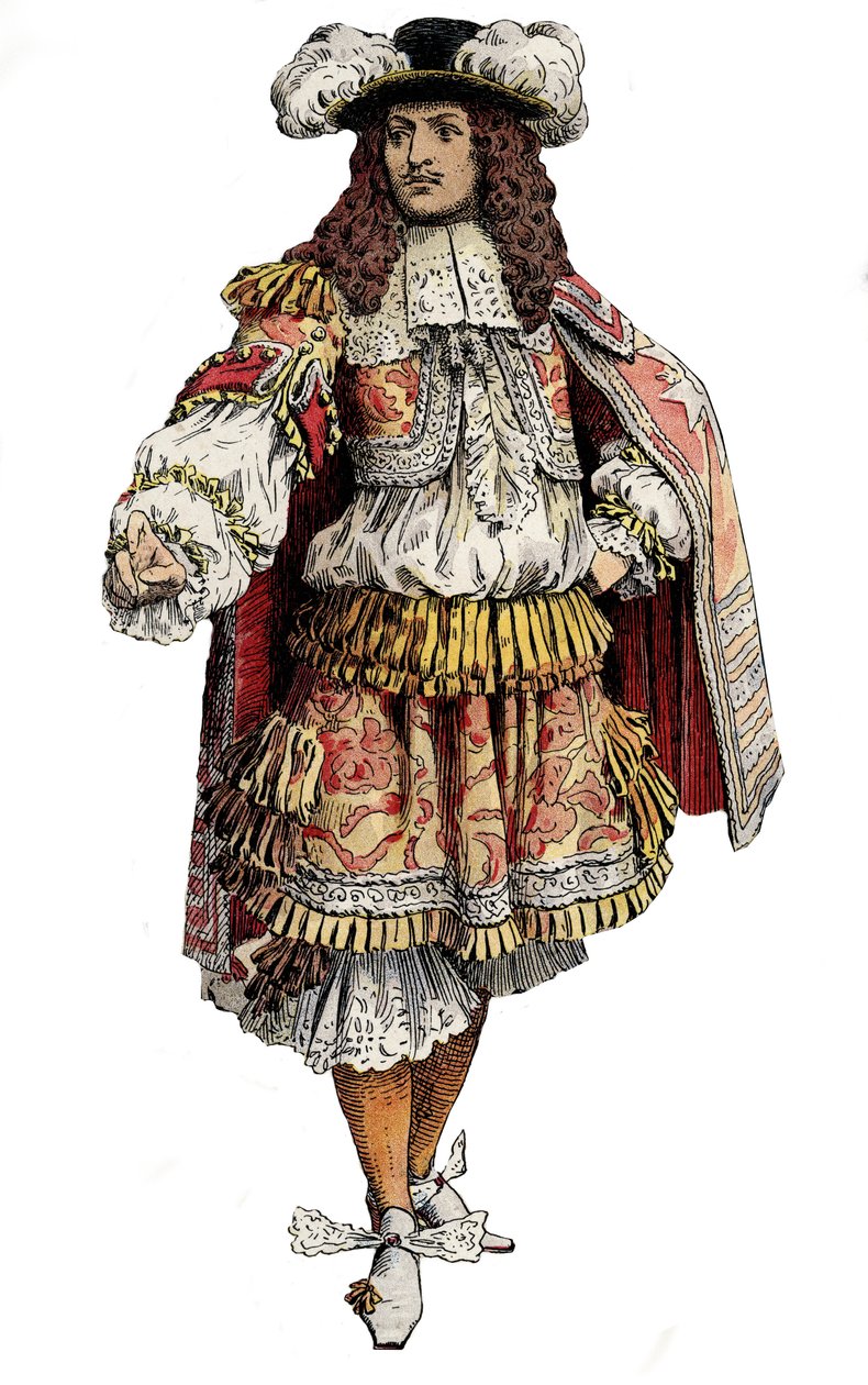 XIV. Lajos francia király – Gustave Toutwelve „Le Roy Soleil” (XIV. Lajos) kromotipográfia, Maurice Leloir (1853-1940) illusztrációja alkotó: Maurice Leloir