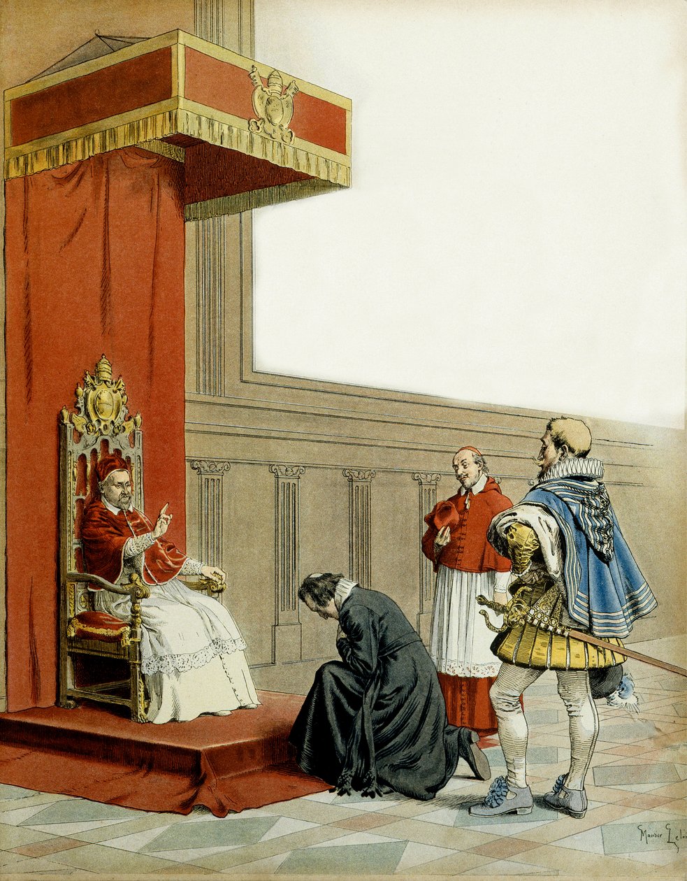 Franciaország története: Armand de Richelieu bíboros abbé (Armand Jean du Plessis) bemutatása alkotó: Maurice Leloir